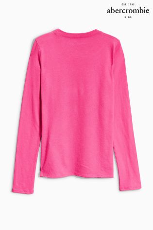 Pink Abercrombie & Fitch Logo Long Sleeve Tee